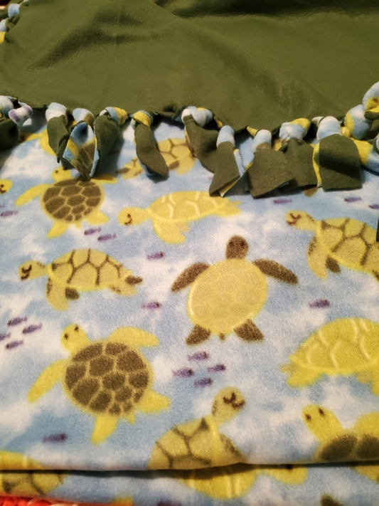 Sea Turtles Fleece Tie Blanket